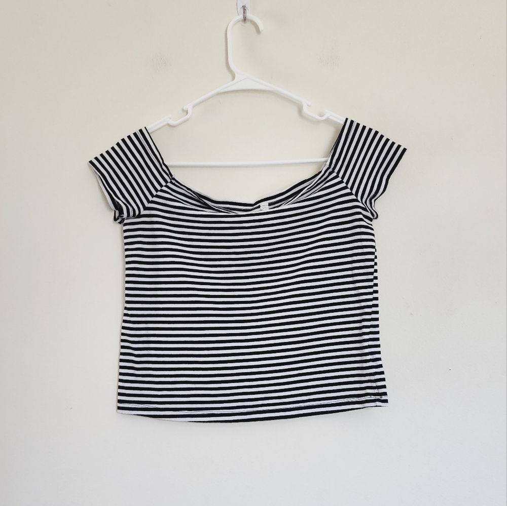 Pacsun off-shoulder striped short sleeve top size large